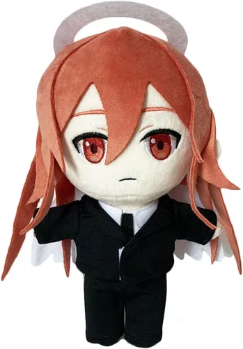 Vista 9 de JCvCX Peluche de niña de pelo negro con coleta corta, figura de anime, almohada suave para muñeca