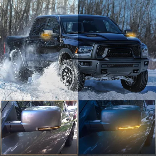 Vista 4 de Switchback - Luz LED para espejo lateral intermitente para Dodge Ram 1500 2500 3500 Ram 1500 2009-2018 y Ram 2500 3500 10-18, lente ahumada