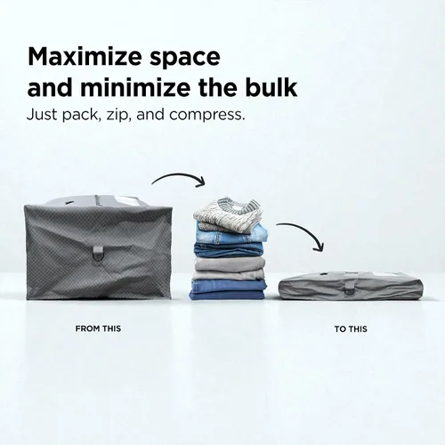 Vista 9 de Bolsas de compresión de viaje con sellado al vacío para equipaje de mano, impermeables, herméticos con ventana y válvula unidireccional integrada