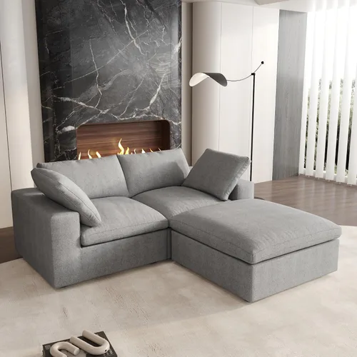 Vista 24 de Cloud - Sofá modular convertible de 80.3 pulgadas en forma de L para sala de estar con otomana de almacenamiento, sofás profundos minimalistas