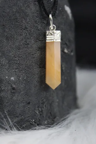 Vista 2 de Colgante de punto de aventurina amarillo azabache con piedras preciosas curativas Reiki, Piedra Piedra Plata alemana