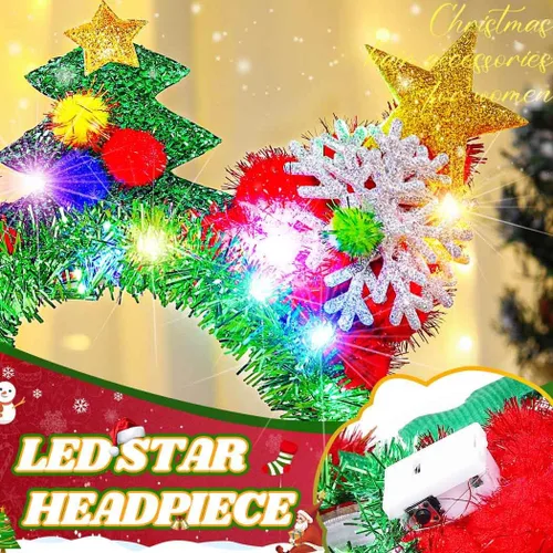 Vista 4 de Nicute - Diademas de Navidad con luces LED, diademas de Navidad festivas para mujeres y niñas