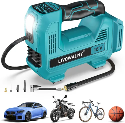 Vista 11 de Inflador de neumáticos inalámbrico, compresor de aire portátil, bomba de aire de neumáticos compatible con batería Dewalt de 20 V, bomba automática