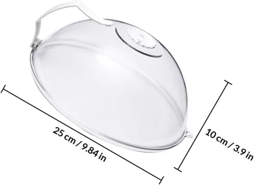 Vista 2 de Cubierta de salpicaduras para microondas con cúpula – Tapa de cubierta de alimentos – Protector transparente antisalpicaduras con asa Protector