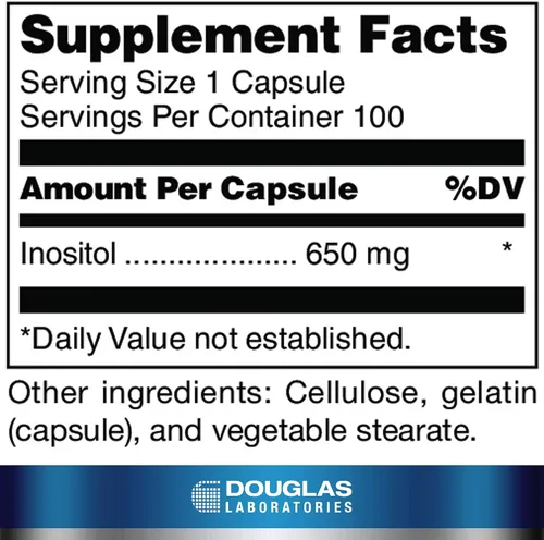 Vista 2 de Douglas Laboratories Inositol (650 mg) Apoya la salud neurológica, la estabilidad del comportamiento y la función ovárica 100 cápsulas