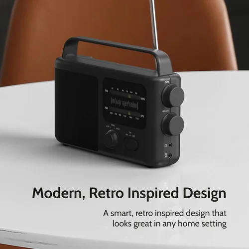 Vista 6 de i-box Tono, radio portátil, radio AM FM, radio despertador, radio retro, radio FM, radio con batería o red eléctrica, radio enchufable, mejor