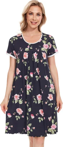 Vista 22 de NACHILA Nightgowns for Women-Viscose Made from Bamboo, Pleated Sleepwear. A-aqua Green