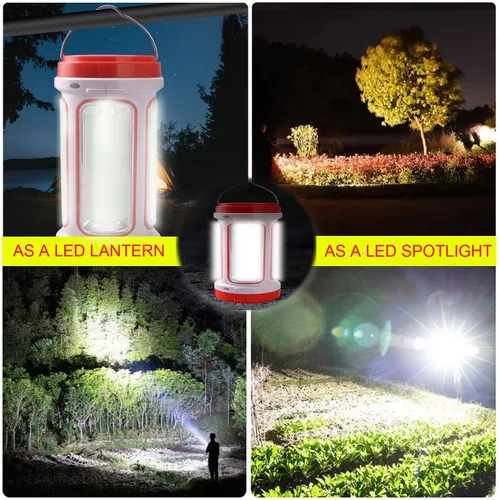 Vista 8 de SUYOOULIN Linterna LED recargable solar, súper brillante, 10000 lm, reflector LED de mano, linterna de campamento, luz de trabajo, 5 modos de luz