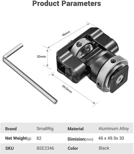 Vista 7 de SmallRig Soporte de montaje para monitor de campo con zapata fría y tornillo de 1/4 pulgadas para monitor de 5 pulgadas y 7 pulgadas, con giro