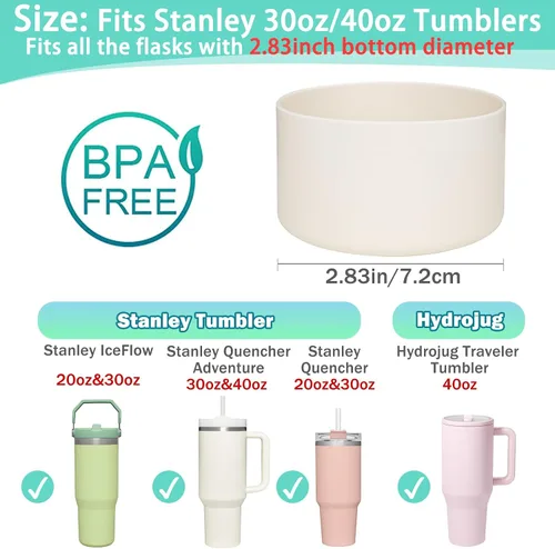 Vista 2 de WK IEASON 2 Piezas Protector de Base Boot para Vaso Stanley Quencher Adventure 40oz y Stanley IceFlow 20oz 30oz, Stealth Landing-2.83 pulgadas