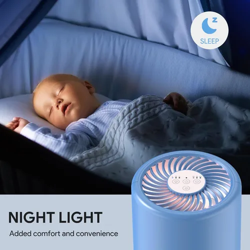 Vista 8 de FULMINARE Purificadores de aire para el hogar dormitorio H13 HEPA purificador de aire, 3 velocidades, temporizador, 24 dB, pequeño mini purificador