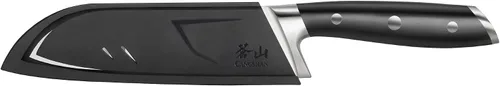 Vista 2 de Cangshan ALPS Series 502742 Cuchillo Santoku de acero alemán forjado de 7 pulgadas con funda, color negro