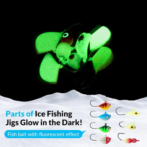 Vista 2 de THKFISH: Señuelos de pesca en hielo, plantillas de pesca en hielo, equipo de pesca en hielo, señuelos duros y plantillas de pesca Walleye, kit