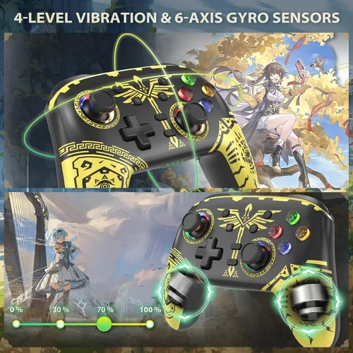 Vista 6 de YCCTEAM Switch Pro Controller Compatible for SwitchSwitch LiteOLED, Switch Controllers Remote Replacement with RGB LightProgrammableTurboMotion