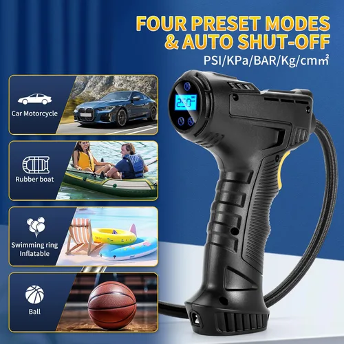Vista 3 de Inflador digital de neumáticos con linterna LED, compresor de aire portátil de 150 PSI para neumáticos de automóvil, bomba automática de 12 V