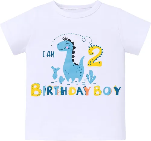 Vista 8 de ODASDO Conjunto de camiseta de manga corta para bebé, diseño de dinosaurio, 1º, 2º y 3º cumpleaños
