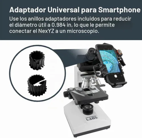 Vista 3 de Celestron – NexYZ DX – Adaptador universal para smartphone para telescopio, binoculares y miras de detección – Alineación de precisión de 3 ejes