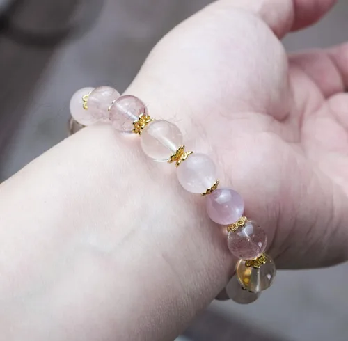 Vista 147 de Precious Gemstone Natural Crystal Healing Bracelet, Rutilated Quartz, Moonstone, Quartz Handmade Original Design Bracelet