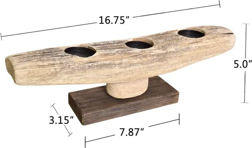 Vista 5 de Candelabro de vela de canoa de madera rústica, soporte de velas votivas con tema de playa, centros de mesa, decoración de chimenea, decoración