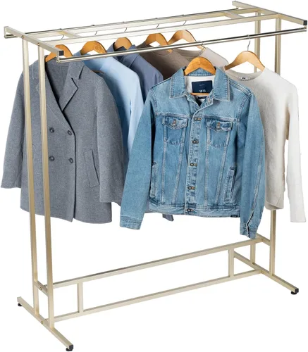Vista 5 de Perchero de acero inoxidable de doble varilla estilo tienda departamental/estante para exhibición de ropa - MyGift