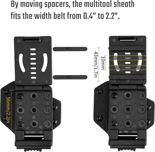 Vista 4 de TACTICAL GEEK TX1 - Funda multiherramienta EDC, funda ajustable con clip trasero para cinturón, multiherramienta no incluida (negro)