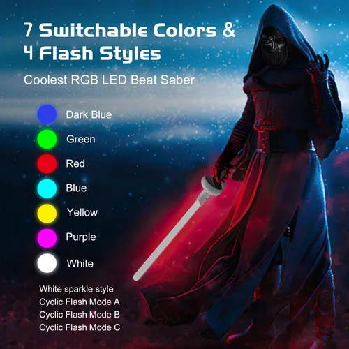 Vista 2 de Game Accessories for Oculus Quest 2, VR Attachment Lightsaber Compatible with Meta Quest 2, 7 Colors LED Beat Saber Enhanced Handles for