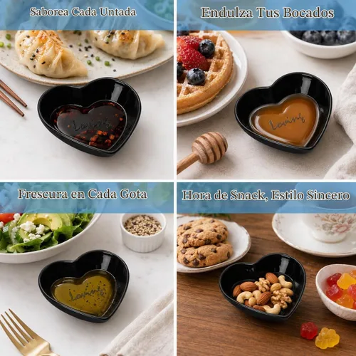 Vista 7 de HOMQUEN Cuencos para inmersión, plato de salsa de soja de 3 onzas, juego de 6 cuencos pequeños de plástico Pturdy, mini platos de aperitivo con Negro