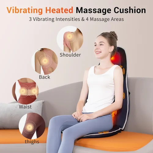 Vista 2 de SLOTHMORE Masajeador de espalda para silla con calor, vibración y soporte lumbar