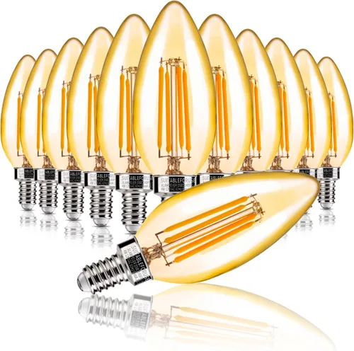 Vista 21 de ALAMPEVER Paquete de 6 bombillas para lámpara de techo, equivalente a 40W, foco E12 de candelabro, foco LED regulable de 330 lm, 2200 K blanco