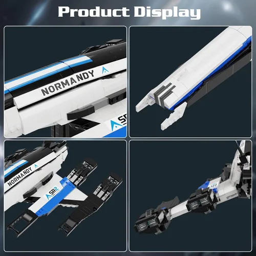 Vista 4 de Normandy - Juego de 2 bloques de construcción de naves espaciales compatibles con Lego, modelo espacial de ciencia ficción, juguetes creativos