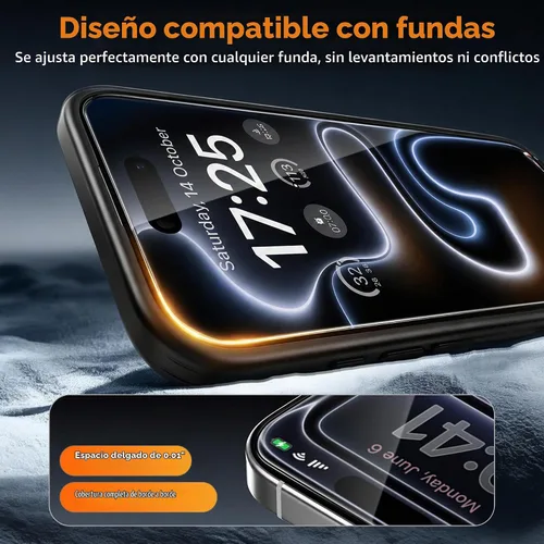 Vista 6 de Protector de pantalla de privacidad antiespía de 25° para iPhone 16 Pro de 6.3 pulgadas, paquete de 3 con kit de alineación automática, dureza 9H