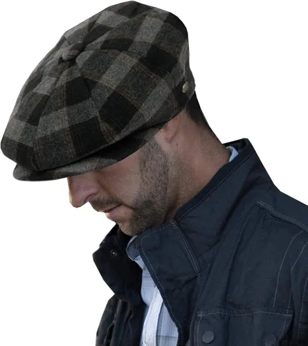 Vista 38 de EPOCH Gorra de lana para hombre, sombrero de golf Applejack de cabbie de tweed de conducción en espiga Nsb1910