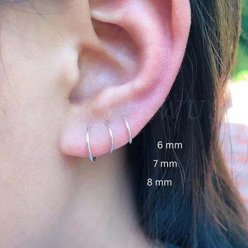 Vista 68 de Small Gold or Sterling Silver Huggie Hoop Earrings for Women Cartilage Nose Helix Tragus