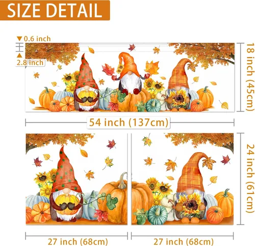 Vista 3 de pinata Juego de 3 cortinas de otoño para cocina, cenefa de cortinas de ventana de Acción de Gracias, cortina escalonada con bolsillo para barra