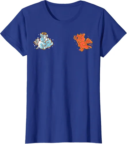 Vista 92 de Camiseta de gato ángel y diablo sentado en tu hombro Nerd Kitten, Negro