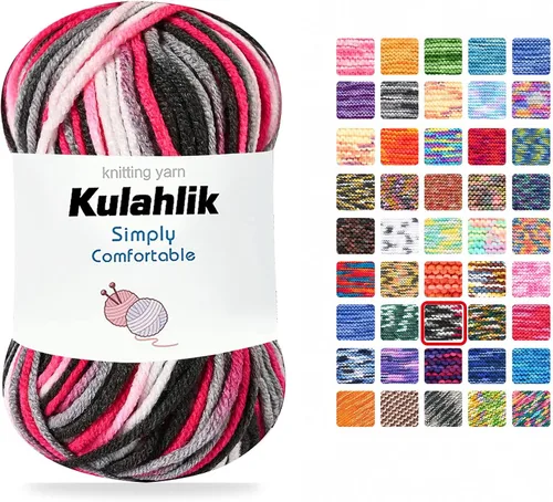 Vista 95 de 50g (1x50g) Hilo Acrílico para Crochet y Tejido, Hilo Degradado Colorido, 1 Rollo de Madejas, Hilo Acrílico Multicolor, Perfecto para Proyectos