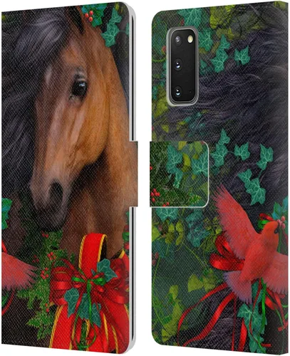 Vista 113 de Head Case Designs Officially Licensed Laurie Prindle A Morgan Christmas Western Stallion Leather Wallet Case Compatible with Samsung Galaxy A07 4G