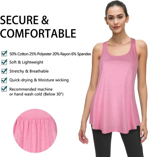 Vista 9 de Cestyle - Camiseta sin mangas para mujer, cuello redondo, corte holgado, para entrenamiento