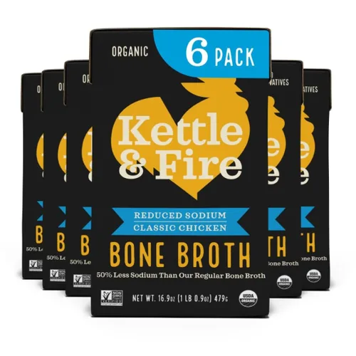 Vista 30 de Kettle and Fire Classic - Caldo de hueso de ternera, aprobado por Keto, Paleo, y Whole 30, sin gluten, alto en proteínas y colágeno, paquete de 4