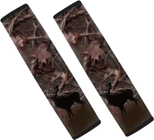 Vista 12 de LedBack Fundas para cinturón de seguridad de coche con diseño de bandera americana y camuflaje, paquete de 2, almohadilla universal para cinturón