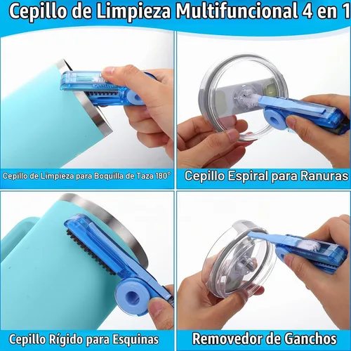 Vista 4 de XANGNIER Paquete de 3 cepillos limpiadores de botellas de agua, juego de limpieza para botellas de agua deportivas, biberones, vasos, cepillo