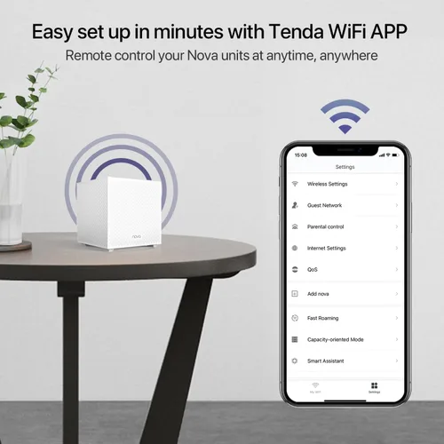 Vista 4 de Tenda Nova Mesh WiFi System MW12 - Cubre hasta 4000 pies cuadrados - Sistema de malla WiFi AC2100 de tres bandas para todo el hogar - Enrutador