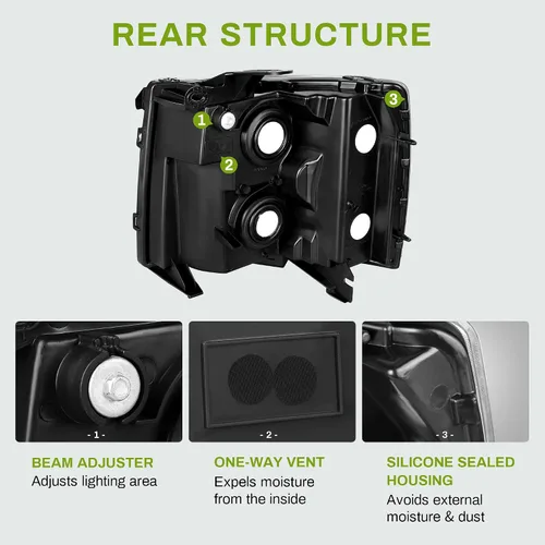 Vista 4 de AUTOSAVER88 Conjunto de faros delanteros compatible con Chevy Silverado 1500 2007-2013/2007-2014 Silverado 2500HD 3500HD Modelos solamente Luz