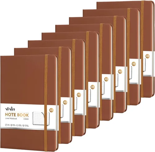 Vista 21 de ViVin Cuadernos de diario rayados para trabajo, 192 páginas, tamaño mediano de 5.5 x 8.3 pulgadas, rayado universitario, cuadernos A5 de tapa dura