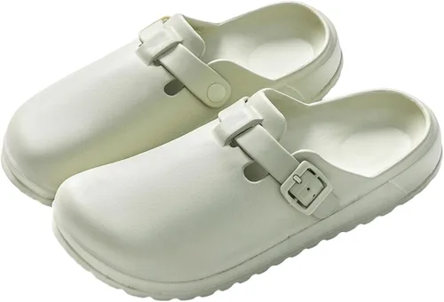 Vista 15 de Zuecos de jardín para mujer, zapatos cómodos de EVA sin cordones, bonitos zuecos impermeables impresos para enfermeras, hogar, exteriores, cocina