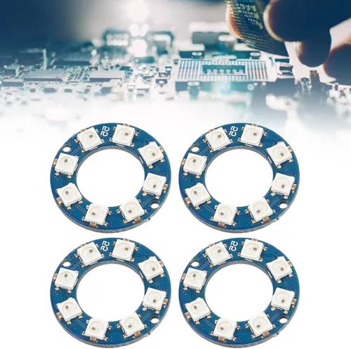 Vista 2 de 4 piezas de accesorios de módulo de luz RGB, luces LED, decoración del hogar, módulo LED de 8 canales, interfaz digital, WS2812 5050 5V LED anillo
