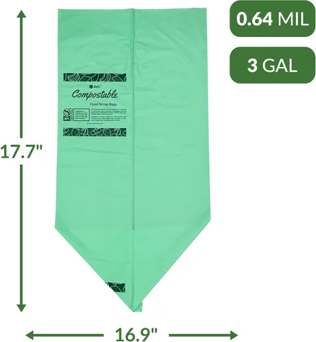 Vista 5 de Reli. Bolsas de compost de 3 galones (150 unidades) Certificado ASTM D6400 Bolsas de basura compostables ecológicas Forros de desechos