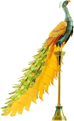 Vista 4 de Metal Earth Fascinations Premium Series Peacock 3D Kit de modelo de metal con pinzas
