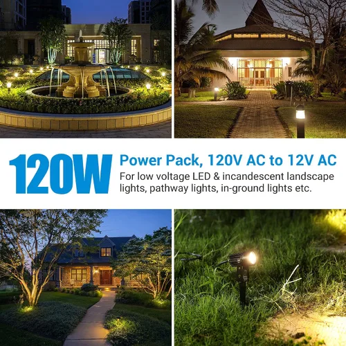 Vista 5 de DEWENWILS Transformador inteligente de paisaje de bajo voltaje y luces LED de paisaje al aire libre de 14W