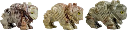 Vista 2 de Fantasia Creations: 1 figura de animal de esteatita de búfalo - Animales de piedra tallados a mano para recuerdos de fiesta, coleccionar, envolver